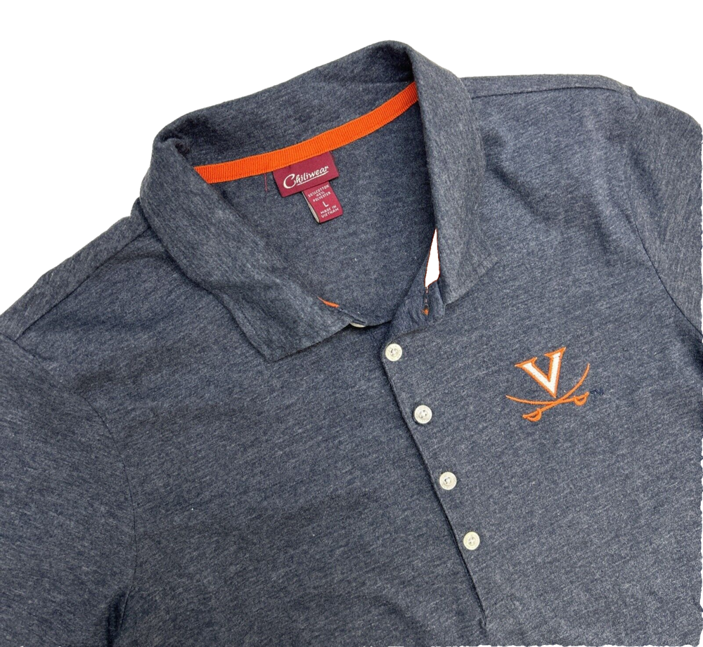 Virginia Cavaliers Chiliwear Shirt Short Sleeve Cotton Blend Polo Womanโs L Gray